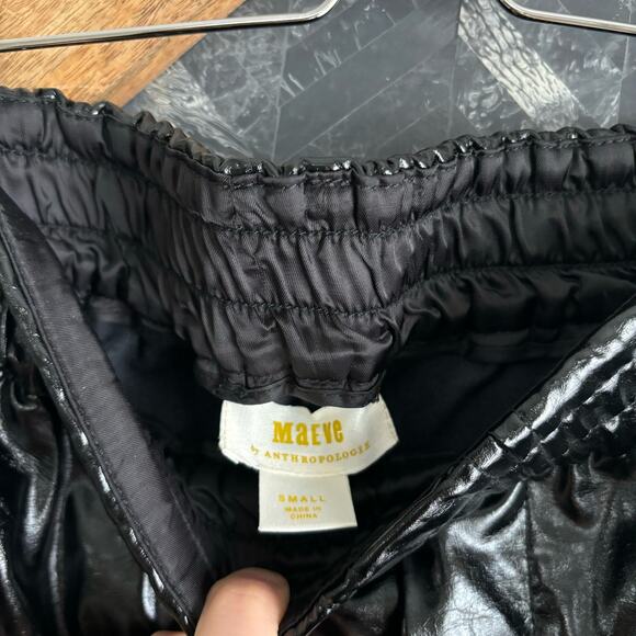 Anthropologie Maeve Faux Patent Leather Sporty Pull-On Pants - Picture 4 of 8